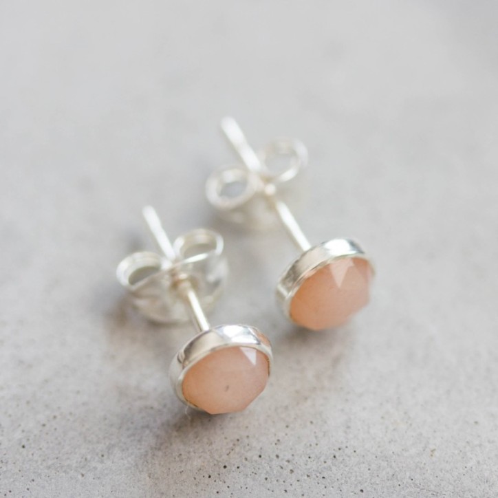 Peach moonstone stud earrings