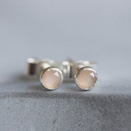 Peach moonstone stud earrings