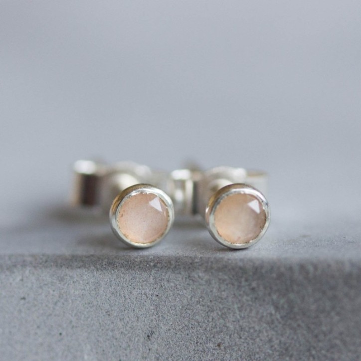 Peach moonstone stud earrings