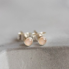 Peach moonstone stud earrings