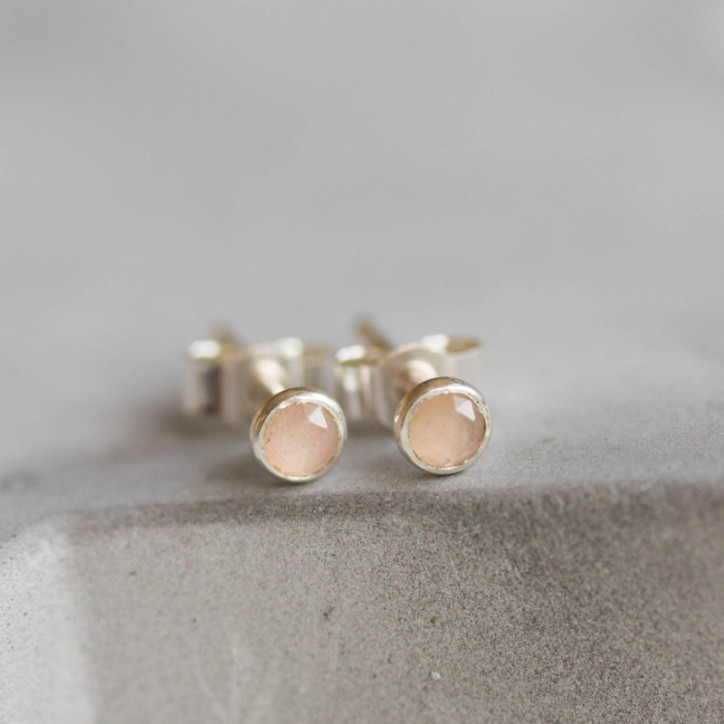 Peach moonstone stud earrings
