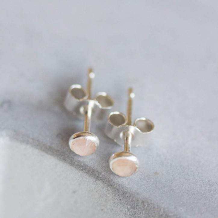 Peach moonstone stud earrings