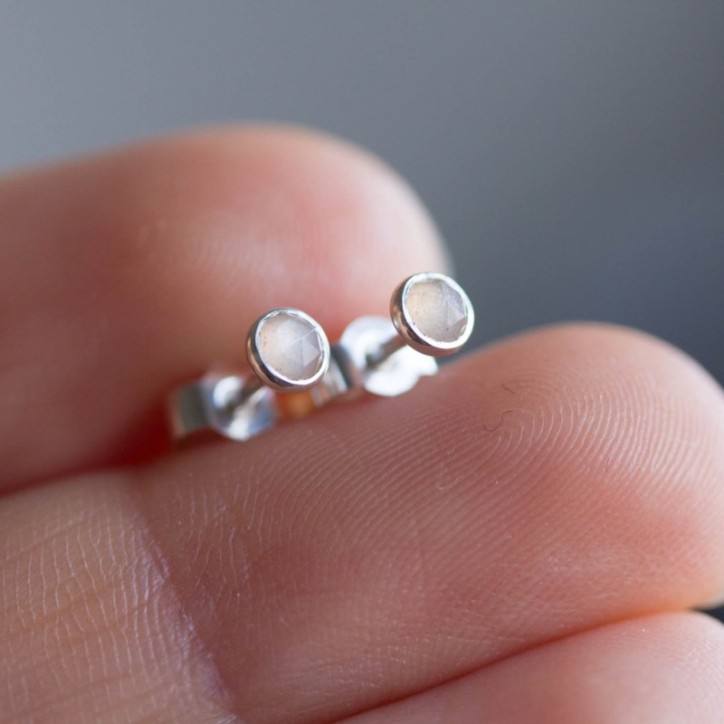 Peach moonstone stud earrings