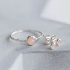 Peach moonstone stud earrings