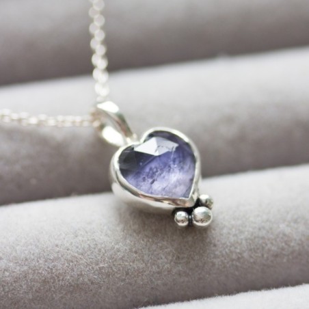 Iolite heart necklace in sterling silver