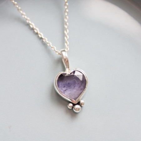 Iolite heart necklace in sterling silver