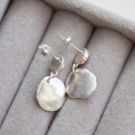 Nature inspired earrings with garnets, sterling silver