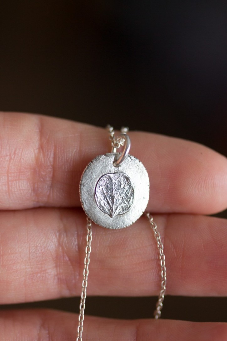 Hydrangea - nature inspired necklace with hydrangea petal imprint Hydrangea - nature inspired necklace with hydrangea petal imprint
