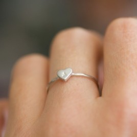 Initial ring with hand stamping in a heart