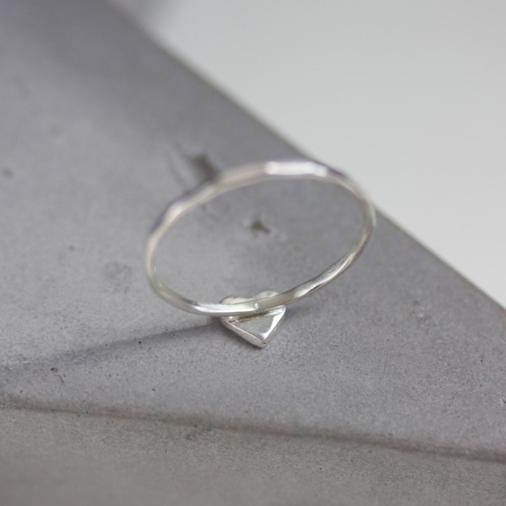 Initial ring with hand stamping in a heart