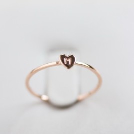 Initial ring with hand stamping in a heart