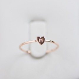 Initial ring with hand stamping in a heart