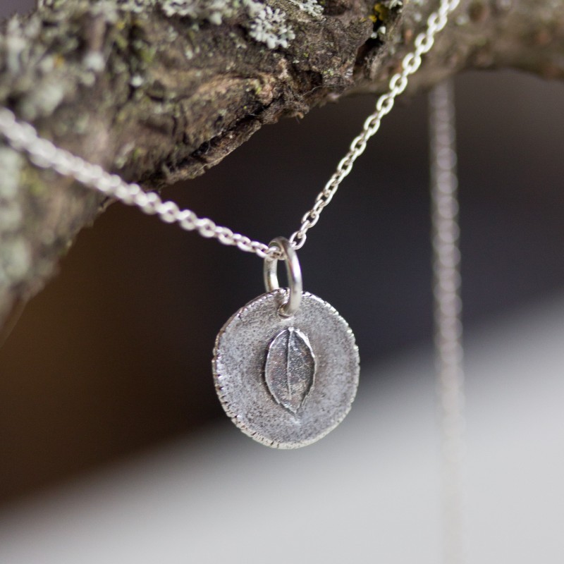 Tiny leaf - nature inspired necklace with tiny rose leaf imprint