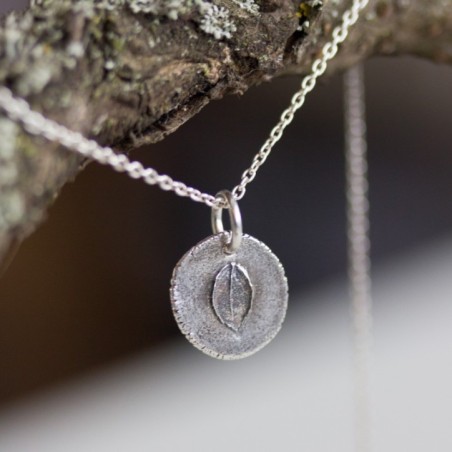 Tiny leaf - nature inspired necklace with tiny rose leaf imprint