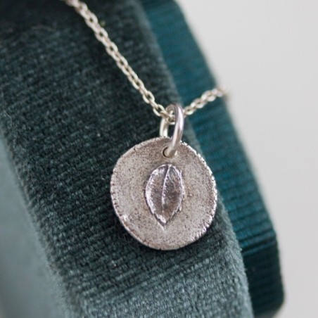Tiny leaf - nature inspired necklace with tiny rose leaf imprint