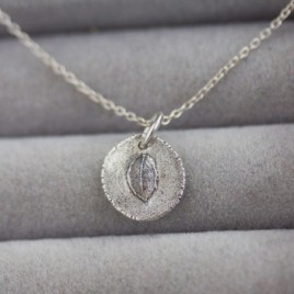 Tiny leaf - nature inspired necklace with tiny rose leaf imprint