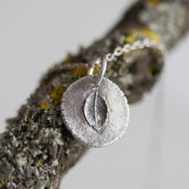 Tiny leaf - nature inspired necklace with tiny rose leaf imprint