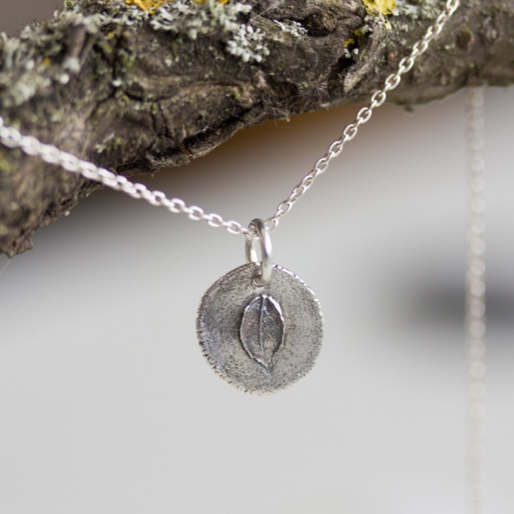 Tiny leaf - nature inspired necklace with tiny rose leaf imprint Tiny leaf - nature inspired necklace with tiny rose leaf imprint
