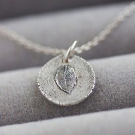 Tiny leaf - nature inspired necklace with tiny rose leaf imprint