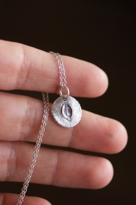 Tiny leaf - nature inspired necklace with tiny rose leaf imprint