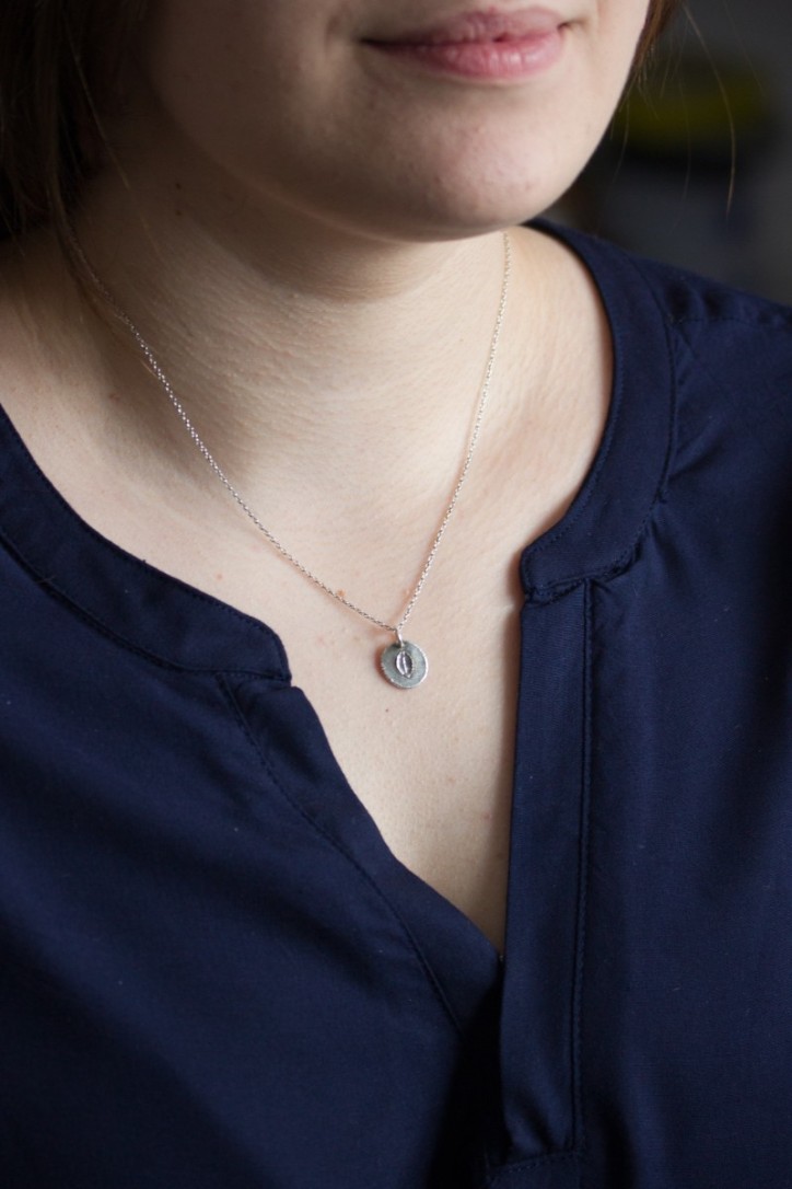 Tiny leaf - nature inspired necklace with tiny rose leaf imprint Tiny leaf - nature inspired necklace with tiny rose leaf imprint