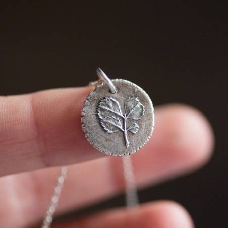 Rose leaves - nature inspired necklace with tiny rose leaves imprint