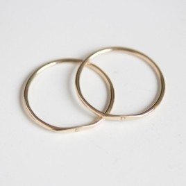Monogram ring with hand stamped initial, stackable gold ring