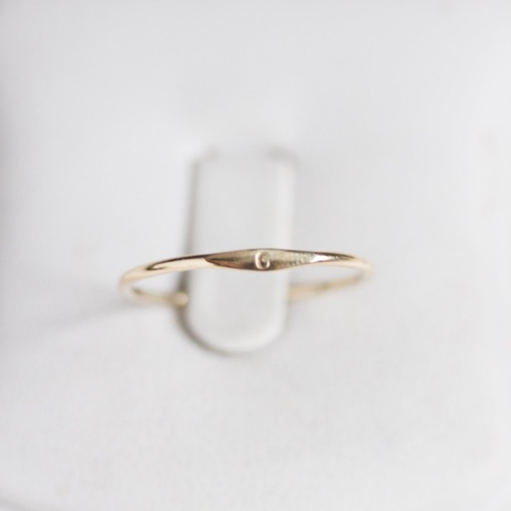 Monogram ring with hand stamped initial, stackable gold ring