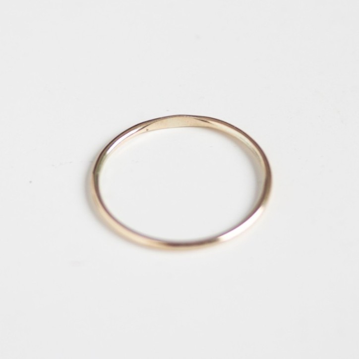 Monogram ring with hand stamped initial, stackable gold ring