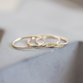 Monogram ring with hand stamped initial, stackable gold ring
