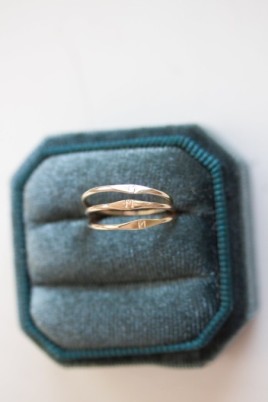 Monogram ring with hand stamped initial, stackable gold ring