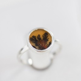 Dendritic agate ring, round