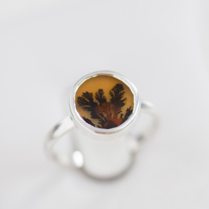 Dendritic agate ring, round Dendritic agate ring, round