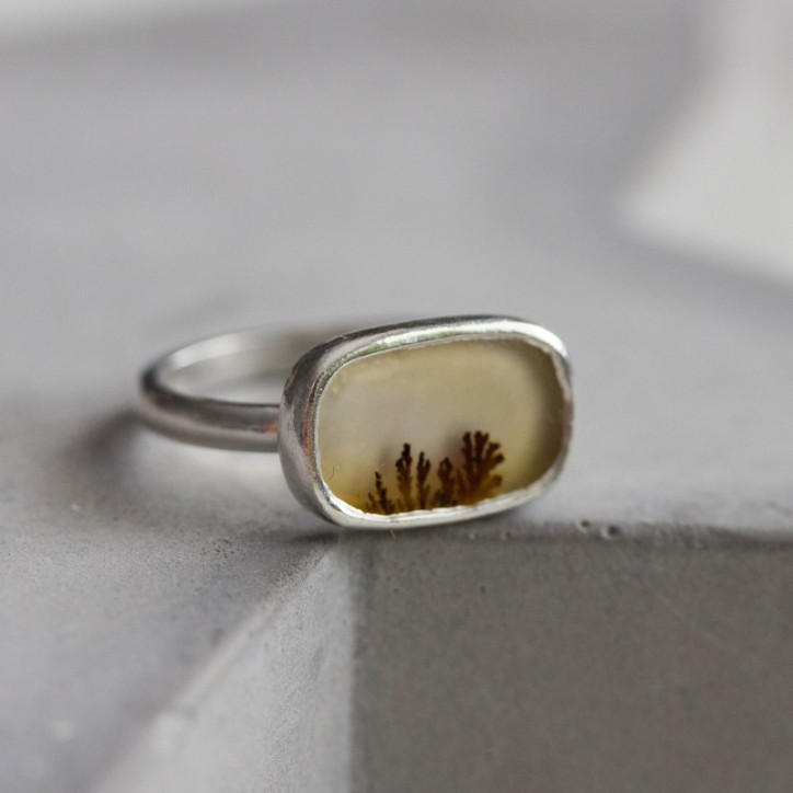 Dendritic agate ring, oval Dendritic agate ring, oval