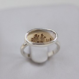 Dendritic agate ring, oval