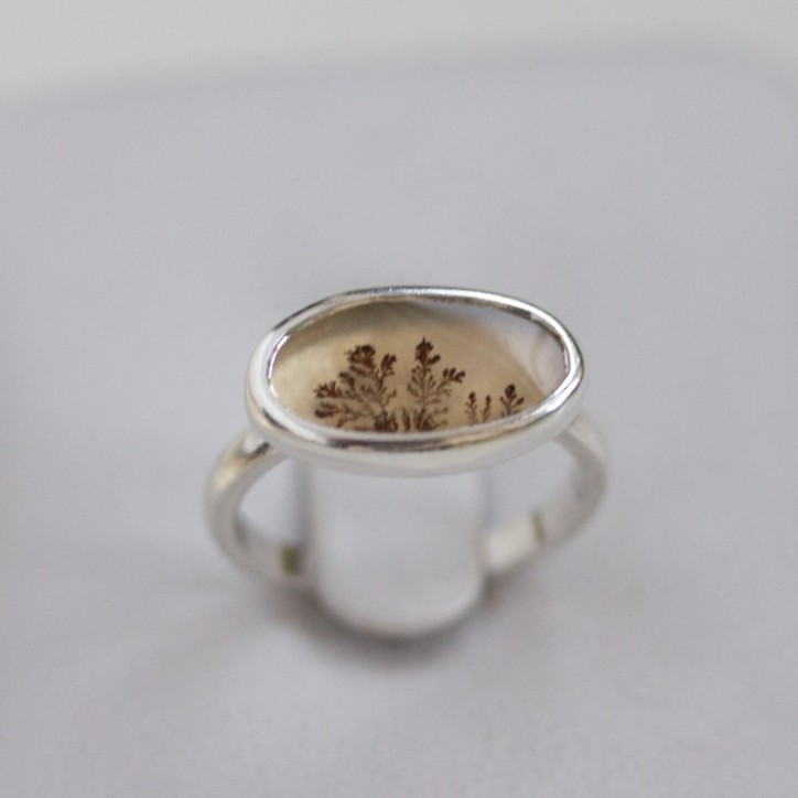 Dendritic agate ring, oval Dendritic agate ring, oval