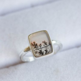 Dendritic agate ring, rectangular