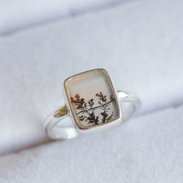 Dendritic agate ring, rectangular Dendritic agate ring, rectangular