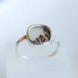 Dendritic agate ring, rectangular