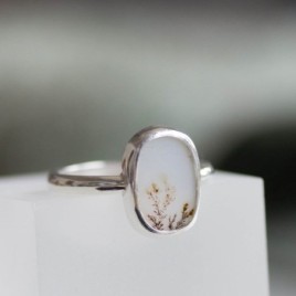 Dendritic agate ring, rectangular