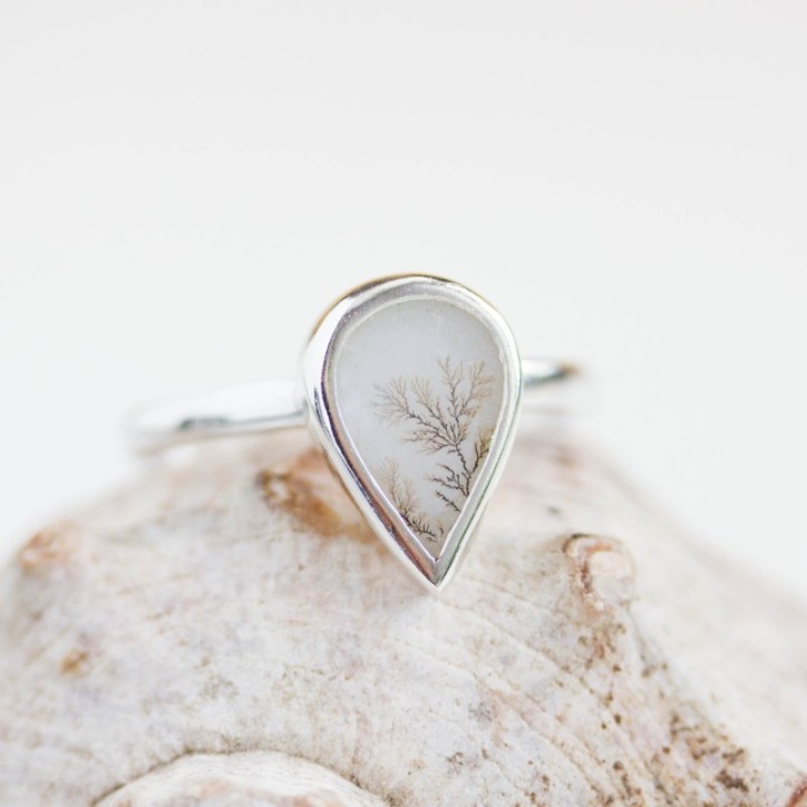 Dendritic agate ring, drop Dendritic agate ring, drop