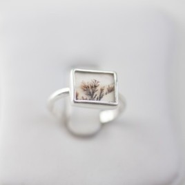Dendritic agate ring, rectangular