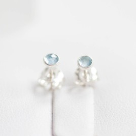 Swiss blue topaz stud earrings, tiny stud earrings