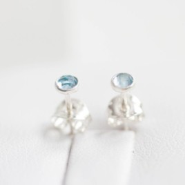 Swiss blue topaz stud earrings, tiny stud earrings
